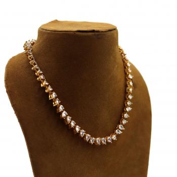 Nickel-Free Gold Plated Zircon Stone Seated Necklace - Timeless Elegance and Natural Beauty